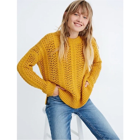 Madewell Sweaters - Madewell Windemere Pointelle Apalca Wool
Pullover Sweater, Golden Sunset - xs